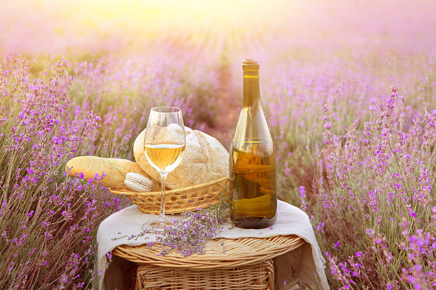 istock Bottle of wine against lavender 480914290