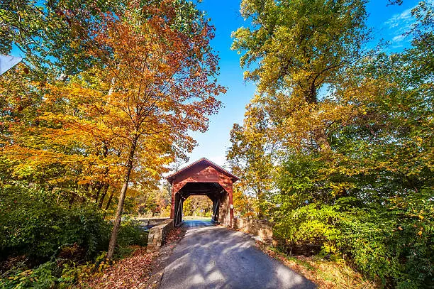 Photo of Maryland Covered Bridge in Autumn