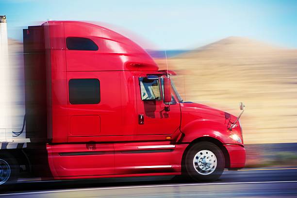 istock Red Semi Truck on the Road 480919800