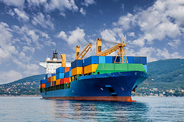 merchant container ship stock photo