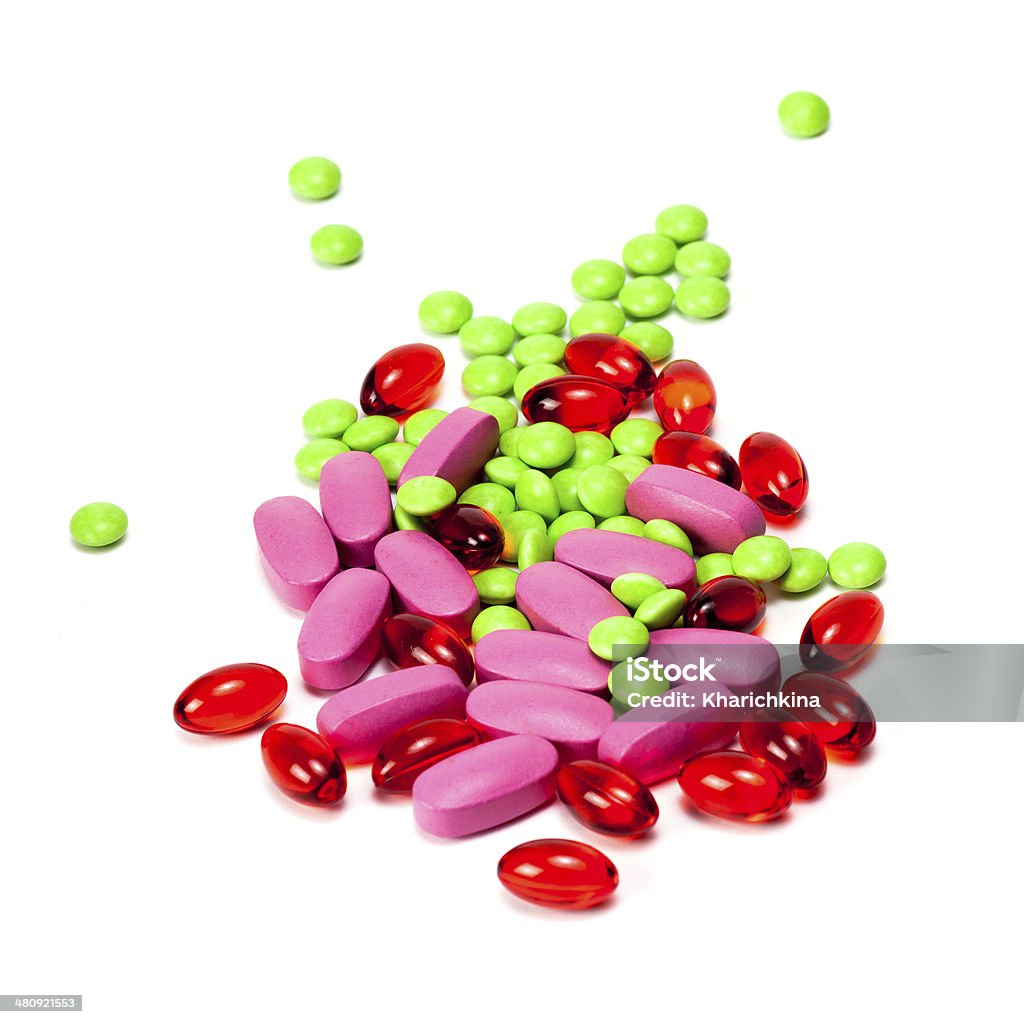 Pills on a white background Acetylsalicylic Acid Stock Photo