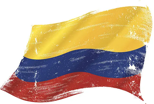 Vector illustration of Colombian grunge flag