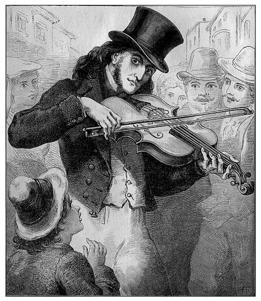 Paganini como um Músico de Rua - fotografia de stock