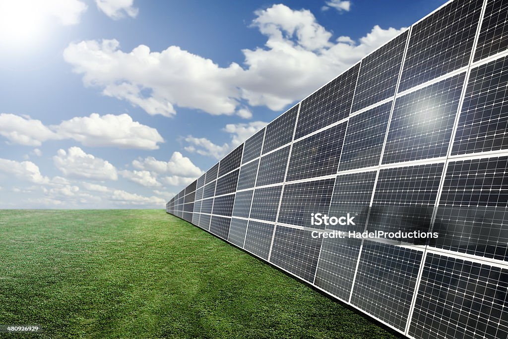 Renewable energy, solar panels Renewable energy, solar panels. Blue Stock Photo