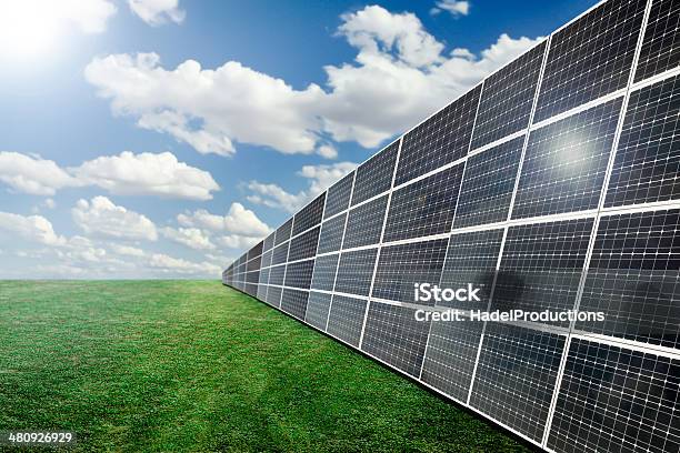 Renewable Energy Solar Panels Stock Photo - Download Image Now - Blue, Brightly Lit, Clean