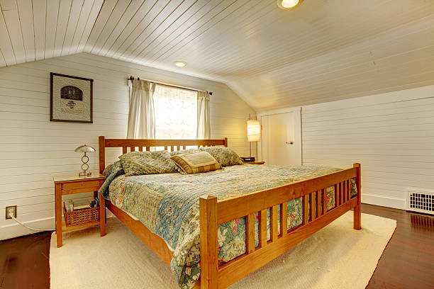 istock Wood plank paneled bedroom 480927979