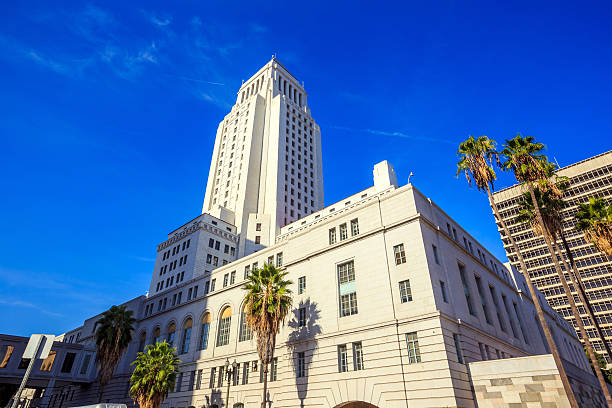 istock Historic Los Angeles City Hall with blue sky 480928124