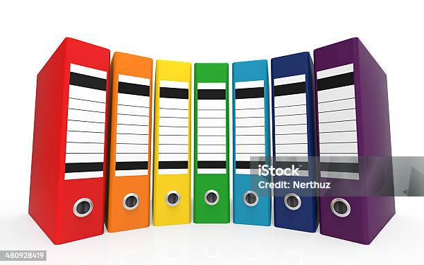 Colorful Office Folder Stock Photo - Download Image Now - Archives, Blank, Blue