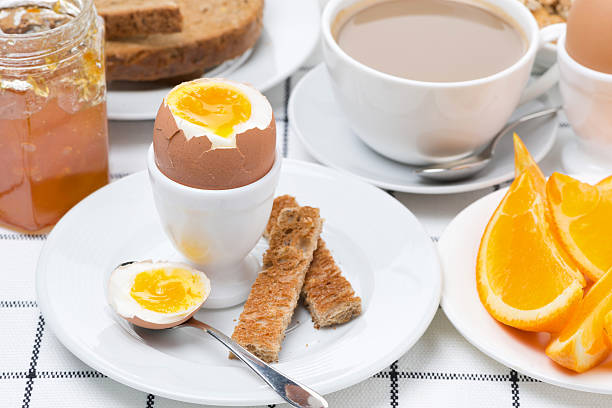 istock fresh breakfast with eggs, toast and milk coffee 480929077