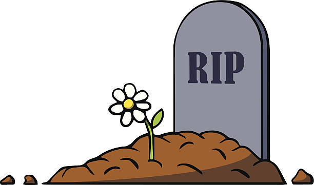 Cartoon Grave With Tombstone And Flower Vector Illustration Stock  Illustration - Download Image Now - iStock