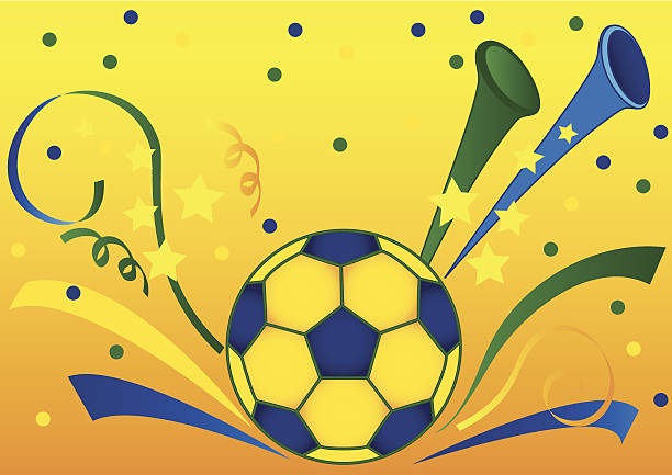 illustrazioni stock, clip art, cartoni animati e icone di tendenza di sfondo di calcio - vuvuzela