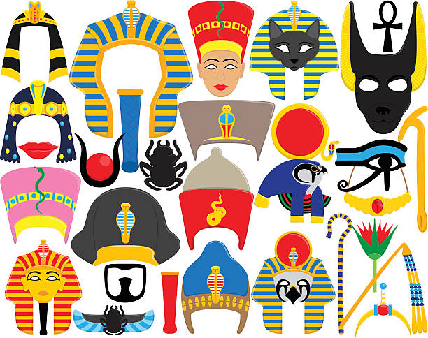 illustrations, cliparts, dessins animés et icônes de des accessoires égyptien - egyptian culture hieroglyphics human eye symbol