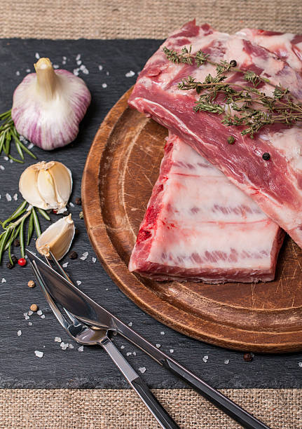 istock Fresh pork ribs, meat  with garlic allspice 480932626