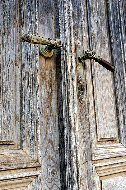 Old door handles stock photo