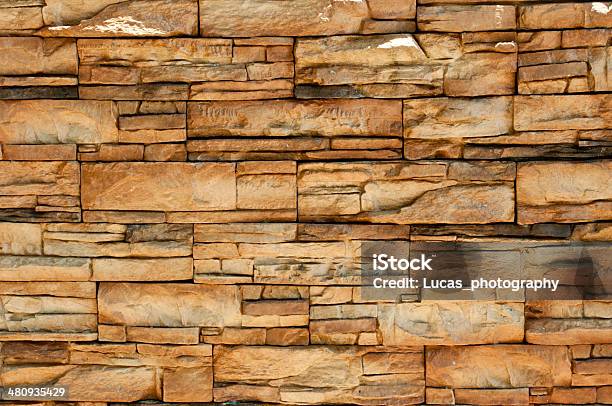 Stacked Stone Wall Background Stock Photo - Download Image Now - Architecture, Barricade, Brown