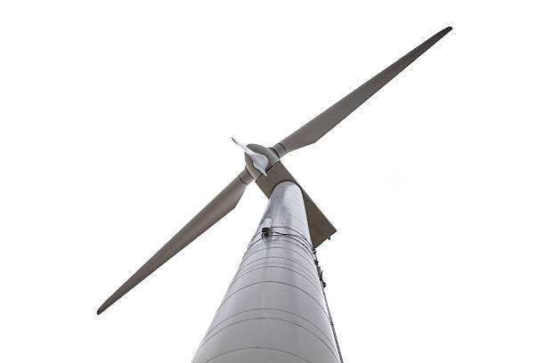 isolado turbina eólica visto abaixo - nature wind turbine alternative energy wind power - fotografias e filmes do acervo