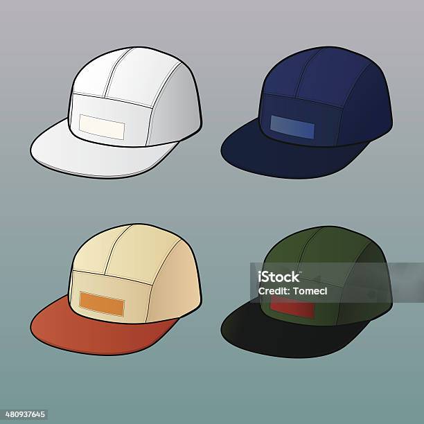 Ilustración de Juego De 5 Tapas Snapbacks De Panel y más Vectores Libres de Derechos de Gorra - Gorra, Plantilla - Producto de arte y artesanía, Hípster urbano