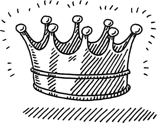 Shiny Crown Symbol Drawing Hand-drawn vector drawing of a Shiny Crown Symbol. Black-and-White sketch on a transparent background (.eps-file). Included files are EPS (v10) and Hi-Res JPG. crown headwear illustrations stock illustrations