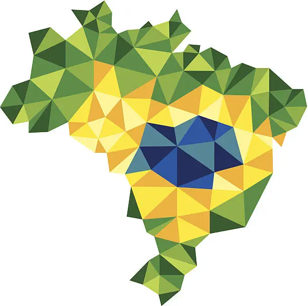 Vector illustration of Brazil map with triangle flag