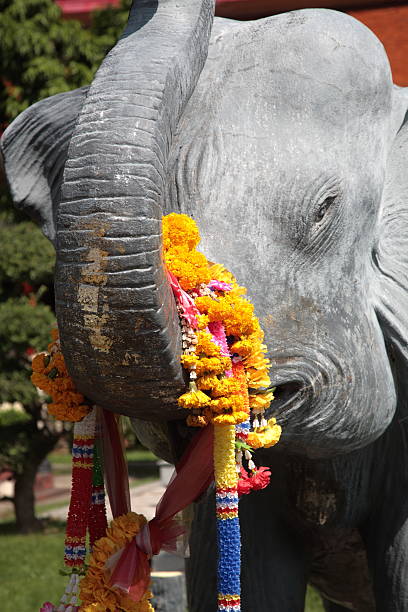 istock Flower on the elephant sculpture in Wat Chalong 480939105