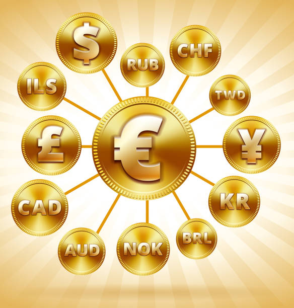 международная валюта золотых монет веб - - swiss currency dollar sign exchange rate symbol stock illustrations