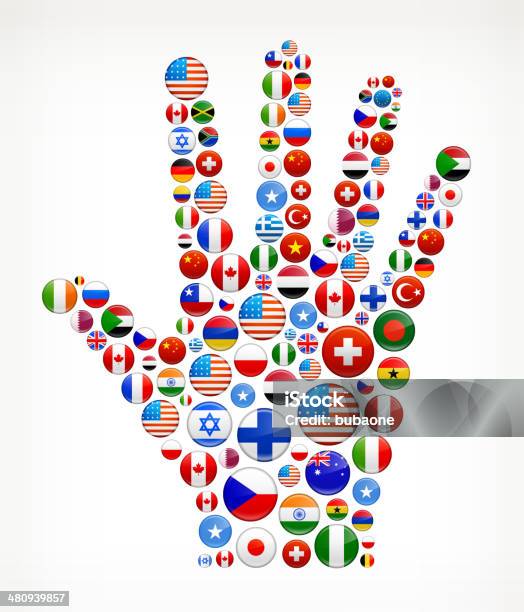 Mano Umana Bandiere Del Mondo Royaltyfree Grafico - Immagini vettoriali stock e altre immagini di Affari internazionali - Affari internazionali, Bandiera, Bandiera dell'Unione Europea