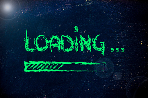 Laughing Loading Funny Loading Sign With Progress Bar Stock Photo - Download Image Now ...