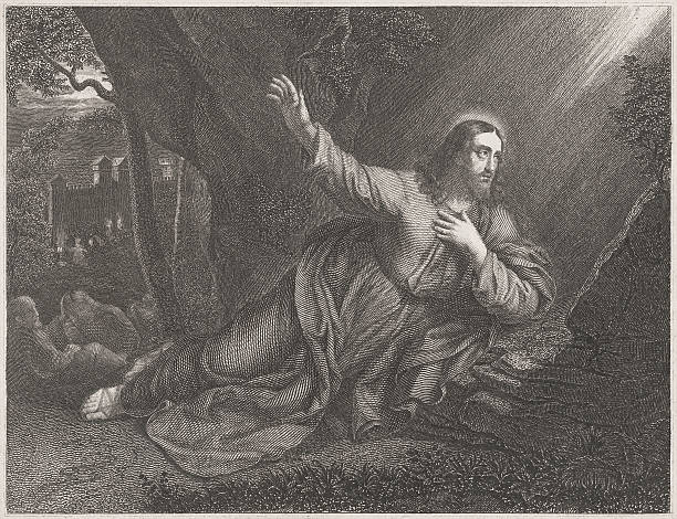 예수스 in gethsemane - garden of gethsemane stock illustrations