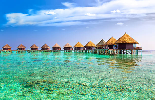 istock Island in ocean, overwater villas 480946616