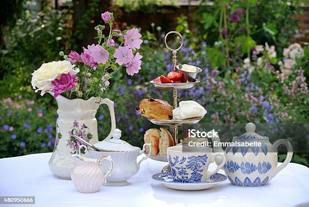 Afternoon Tea In A Country Garden Stock Photo - Download Image Now - Afternoon Tea, Garden Party, Cream Tea