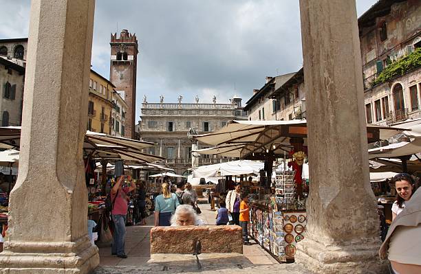 Piazza delle Erbe, Verona, Italy stock photo