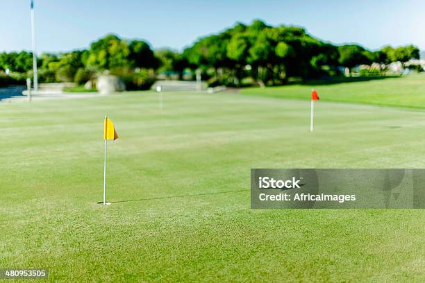 Photo libre de droit de Parcours De Golf Avec Deux Drapeaux Sur Le Terrain Dans Langebaan banque d'images et plus d'images libres de droit de Golf