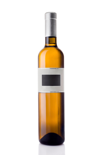 White wine bottle isolated on white background.