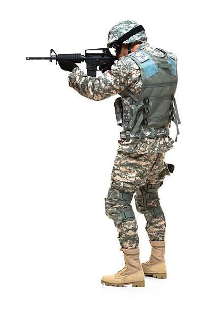 170+ Rear View Of Army Soldier Aiming Stock Photos, Pictures & Royalty ...