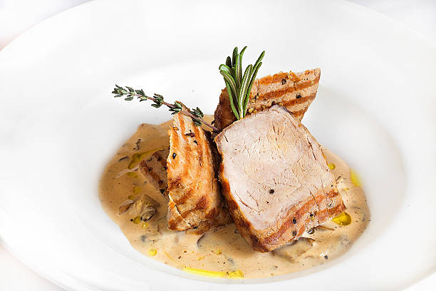 istock piece of fried pork with a sauce on a plate 480956177