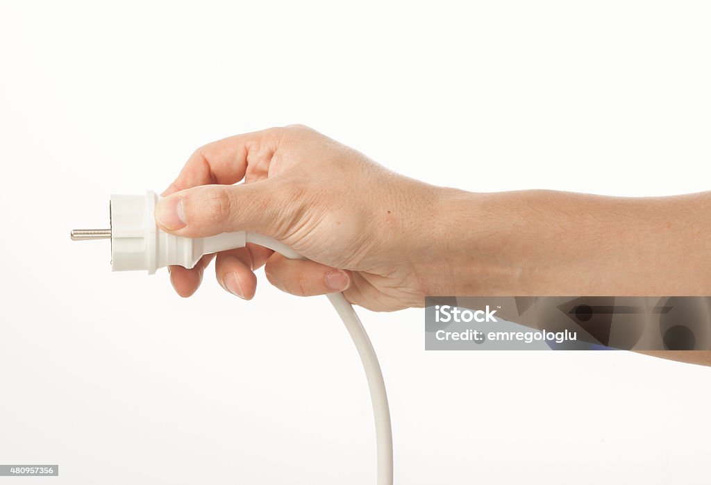 Attach Plug Hand Install The Plug On White Stock Photo - Download Image Now - 2015 ...