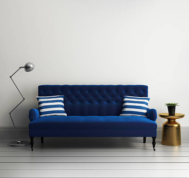 istock Contemporary elegant luxury blue velvet sofa 480957813