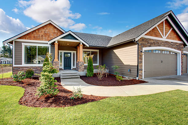 istock Large modern house with stone and walkway. 480960902