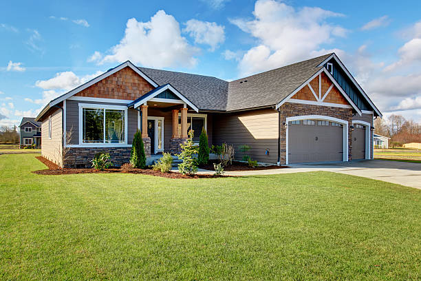 istock Large modern house with stone and walkway. 480960904