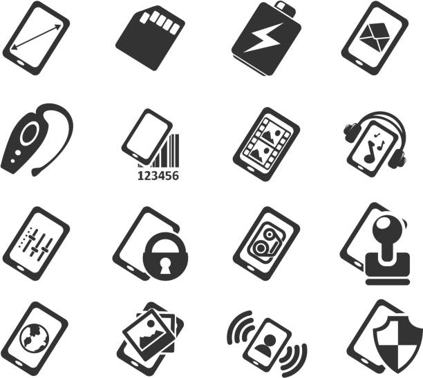 Mobile or cell phone, smartphone, specifications and functions Mobile or cell phone, smartphone, specifications and functions icons set. See also: specifications icon stock illustrations