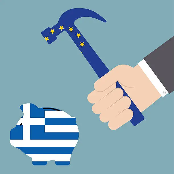 Vector illustration of EU Greece economy crisis concept