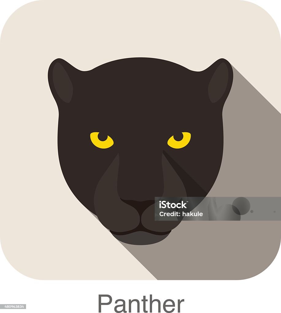 Panther, Cat breed face cartoon flat icon design Leopard stock vector
