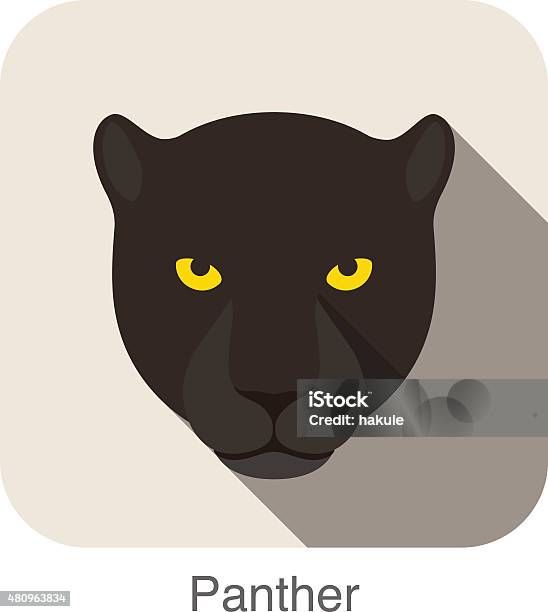 Panther Cat Breed Face Cartoon Flat Icon Design Stock Illustration - Download Image Now - Leopard, Black Leopard, Mountain Lion