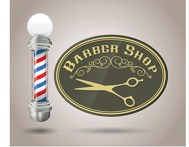 ilustraciones, imágenes clip art, dibujos animados e iconos de stock de barber shop señal - barbers pole