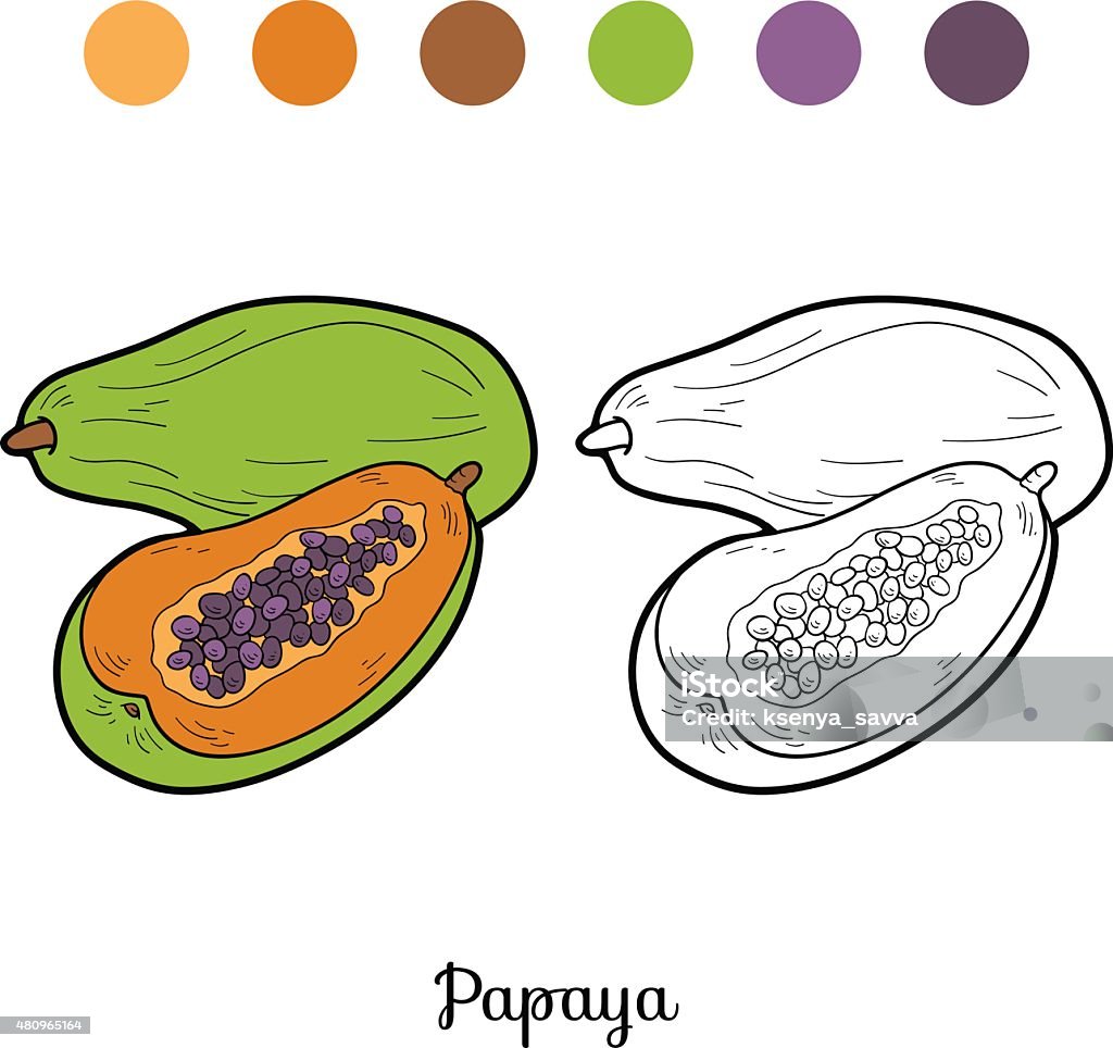 Coloring book: fruits and vegetables (papaya) Coloring book for children: fruits and vegetables (papaya) 2015 stock vector