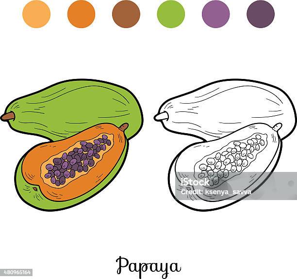 Coloring Book Fruits And Vegetables Stock Illustration - Download Image Now - 2015, Activity, Agriculture