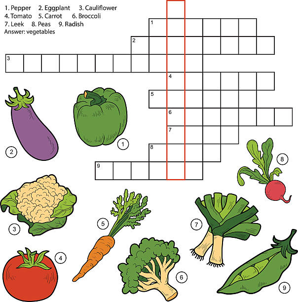 ベクトル crossword 、お子様用のゲームの野菜 - alphabet description number isolated点のイラスト素材／クリップアート素材／マンガ素材／アイコン素材