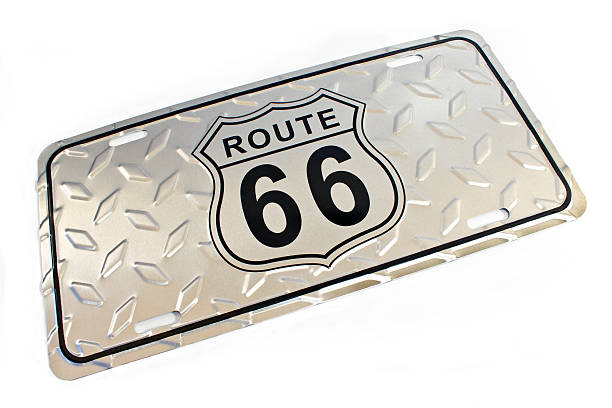 istock Route 66 silver metallic Sign isolated on white 480966551