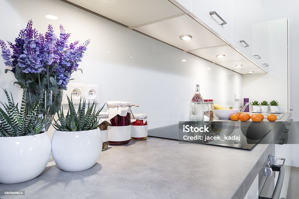 Modern kitchen interior design Modern kitchen interior design in white color Kitchen Stock Photo