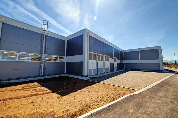 istock Aluminum facade on industrial building 480973666